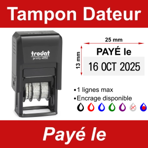 Tampon encreur Payé avec Date