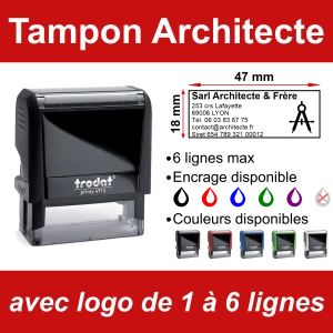 Tampon Architecte 6 lignes/logo