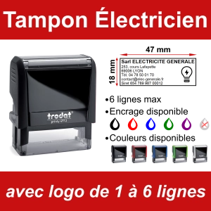 Tampon Électricien 6 lignes/logo