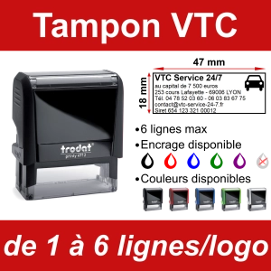 Tampon VTC 6 lignes/logo