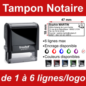 Tampon Notaire 6 lignes/logo