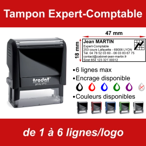 Tampon Expert-Comptable 6 lignes/logo