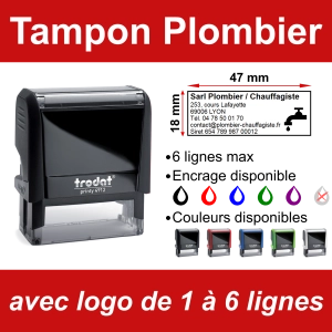 Tampon Plombier/Chauffagiste 6 lignes/logo