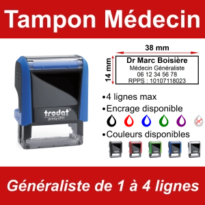Tampon encreur Médecin Généraliste 4 lignes