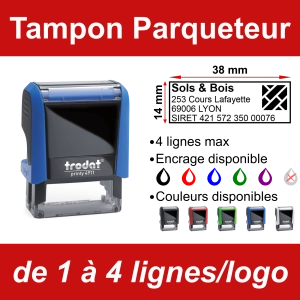 Tampon Parqueteur 4 lignes/logo