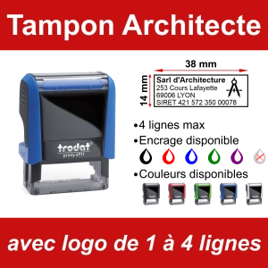 Tampon Architecte 4 lignes/logo