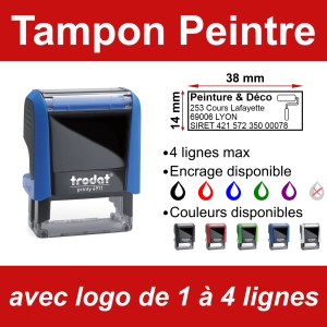Tampon Peintre 4 lignes/logo