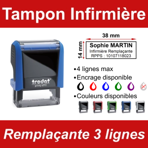 Tampon Infirmière Remplaçante 3 lignes