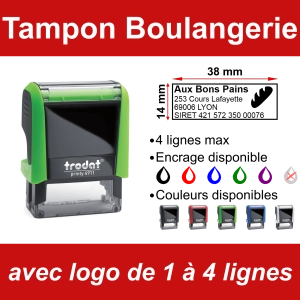 Tampon Boulangerie 4 lignes/logo