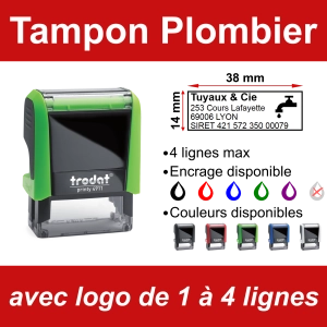 Tampon Plombier/Chauffagiste 4 lignes/logo