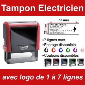 Tampon Electricien 7 lignes/logo