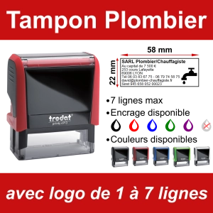 Tampon Plombier/Chauffagiste 7 lignes/logo