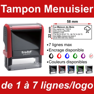 Tampon Menuisier 7 lignes/logo