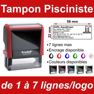 Tampon Pisciniste 7 lignes/logo