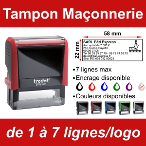Tampon Maçonnerie 7 lignes/logo
