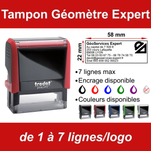 Tampon Géomètre Expert 7 lignes/logo