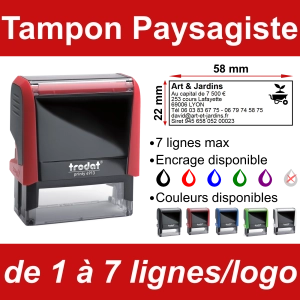 Tampon Paysagiste 7 lignes/logo