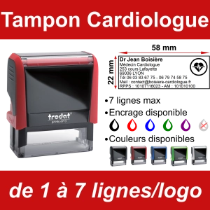 Tampon Cardiologue 7 lignes/logo