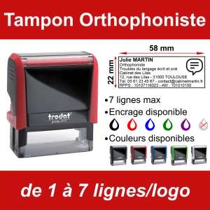 Tampon Orthophoniste 7 lignes/logo