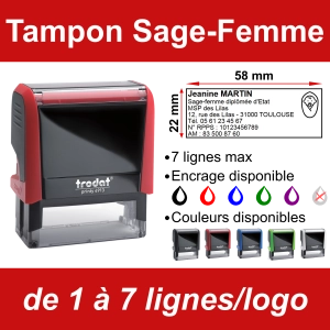 Tampon Sage-femme 7 lignes/logo