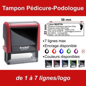Tampon Pédicure-Podologue 7 lignes/logo