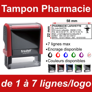 Tampon Pharmacie 7 lignes/logo