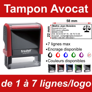Tampon Avocat 7 lignes/logo