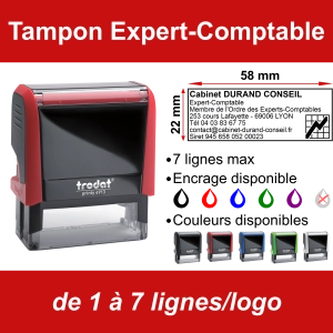 Tampon Expert-Comptable 7 lignes/logo