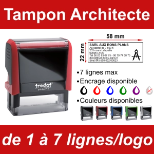 Tampon Architecte 7 lignes/logo