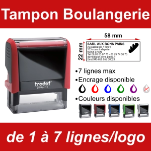 Tampon Boulangerie 7 lignes/logo