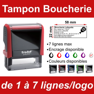 Tampon Boucherie 7 lignes/logo