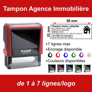 Tampon Agence Immobilière 7 lignes/logo
