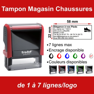 Tampon Magasin Chaussures 7 lignes/logo
