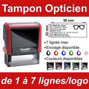 Tampon Opticien 7 lignes/logo