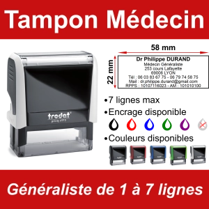 Tampon Médecin Généraliste 7 lignes