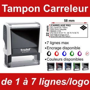 Tampon Carreleur 7 lignes/logo