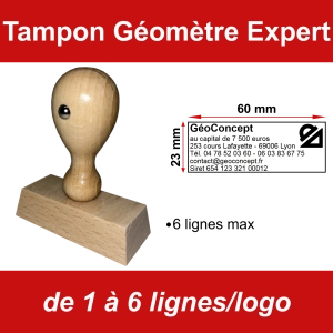 Tampon éco Géomètre Expert 6 lignes/logo