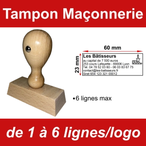 Tampon éco Maçonnerie 6 lignes/logo