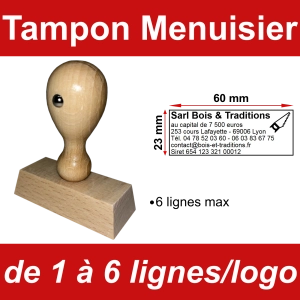 Tampon éco Menuisier 6 lignes/logo