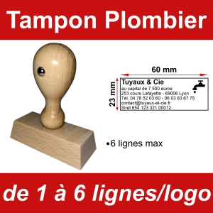 Tampon éco Plombier 6 lignes/logo
