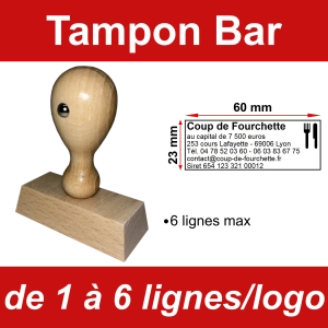 Tampon éco Bar Restaurant 6 lignes/logo