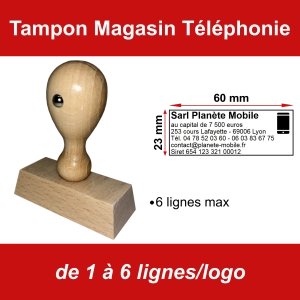 Tampon éco Magasin Téléphonie 6 lignes/logo