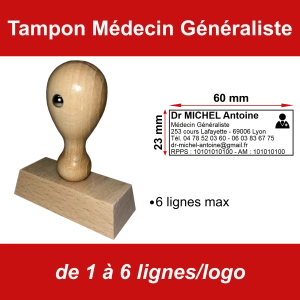 Tampon éco Médecin Généraliste 6 lignes/logo