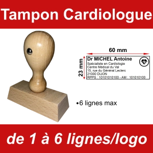 Tampon éco Cardiologue 6 lignes/logo