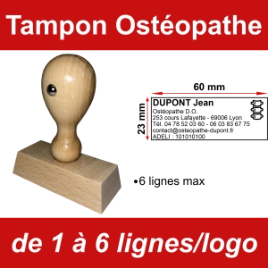 Tampon éco Ostéopathe 6 lignes/logo