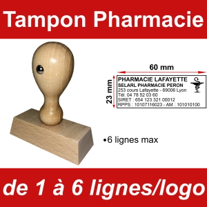 Tampon éco Pharmacie 6 lignes/logo