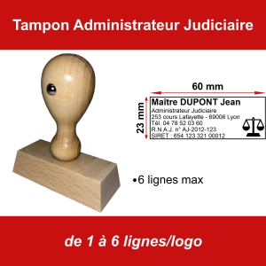 Tampon éco Administrateur Judiciaire 6 lignes/logo