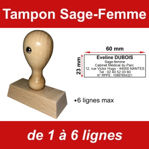 Tampon Bois éco Sage-femme 6 lignes