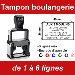 Tampon professionnel boulangerie 6 lignes