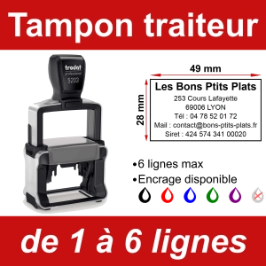 Tampon professionnel traiteur 6 lignes
